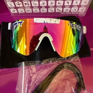 Pit Viper Rainbow Mirrored Lens Goggles with White Frame